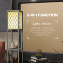 HOMCOM 2-Light Modern Floor Lamp with Shelves for Living Room, Bedroom