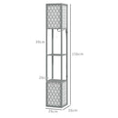 HOMCOM 2-Light Modern Floor Lamp with Shelves for Living Room, Bedroom