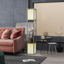 HOMCOM 2-Light Modern Floor Lamp with Shelves for Living Room, Bedroom