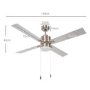 HOMCOM Mounting Reversible Ceiling Fan With Light, Pull-chain
