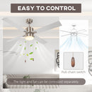 HOMCOM Mounting Reversible Ceiling Fan With Light, Pull-chain