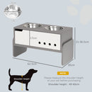PawHut Height Adjustable Dog Feeding Storage w/ 2 Stainless Steel Bowls
