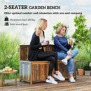 Outsunny Wood Storage Bench for Patio, Outdoor Garden Seating, Brown