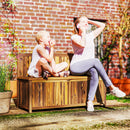 Outsunny Wood Storage Bench for Patio, Outdoor Garden Seating, Brown