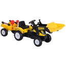 HOMCOM Kids Excavator with Pedals and Trailer - Yellow