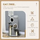 PawHut Barrel Shaped Cat Tree for Indoor Cats with Sisal Scratching Posts, Grey