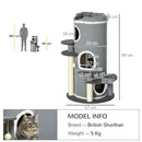 PawHut Barrel Shaped Cat Tree for Indoor Cats with Sisal Scratching Posts, Grey