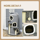 PawHut Barrel Shaped Cat Tree for Indoor Cats with Sisal Scratching Posts, Grey