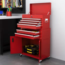 HOMCOM Top Chest and Roller Cabinet Combo Metal Tool Cabinet on Wheels Red