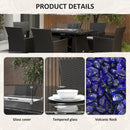 Outsunny Rattan Dining Set With Fire Pit Table And Armchairs, Black