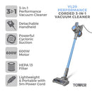 Tower Corded Vacuum Cleaner Performance Corded Stick 3 in 1 Corded Stick - Blue