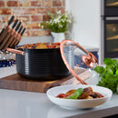 Tower Linear Casserole Rose Gold 24cm  - Black