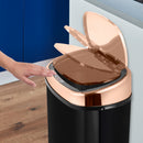 Tower Square Sensor Bin 58L Rose Gold  - Black