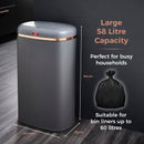 Tower Square Sensor Bin 58L  - Grey