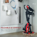 SPORTNOW Folding Exercise Bike With Arm Bands And Hand Pulse Sensor, Red