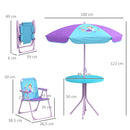 Outsunny Kids Bistro Table and Chair Set w/ Fairy Theme, Adjustable Parasol