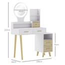 HOMCOM Dressing Table with Mirror, Vanity Table with LED Lights, White