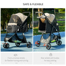 PawHut Dog Stroller for XS Dogs, S Dogs, Cats with Rain Cover
