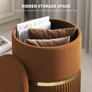 HOMCOM Round Pouffe, Storage Footstool with Cushioned Top