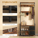 HOMCOM Coat Rack with Drawer, 4-in-1 Hall Tree with Coat Stand, Rustic Brown