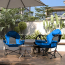 Outsunny Hammock Camping Chair Set of 2, Adjustable Back Camp Chair, Blue