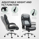 HOMCOM Faux Leather Desk Chair With Adjustable Height, 227kg 500LBS, Black