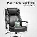 HOMCOM Faux Leather Desk Chair With Adjustable Height, 227kg 500LBS, Black