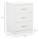 HOMCOM Modern 3 Drawers Side Cabinet Wooden Bedside Table White