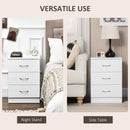 HOMCOM Modern 3 Drawers Side Cabinet Wooden Bedside Table White