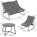 Outsunny 4 PC Garden Furniture Set with Loveseat, Chairs, Table