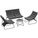 Outsunny 4 PC Garden Furniture Set with Loveseat, Chairs, Table