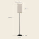 HOMCOM Standing Floor Lamp with Linen Shade for Living Room, Bedroom, Black