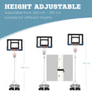 SPORTNOW 2.1-2.6m Basketball Hoop and Stand w/ Weighted Base, Wheels, White