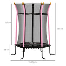 HOMCOM 5.4FT Kids Trampoline With Enclosure Indoor Outdoor, Pink