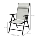 Outsunny 2 PCS Outdoor Folding Chairs, Dining Chairs w/ Padded Filling, Grey
