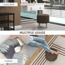 HOMCOM Storage Ottoman, Round Stool Chair with Cushioned Top, Brown
