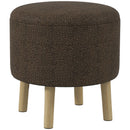 HOMCOM Storage Ottoman, Round Stool Chair with Cushioned Top, Brown