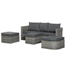 Outsunny Rattan Sofa Set to Daybed - Grey
