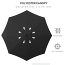 Outsunny Garden Parasol Outdoor Tilt Sun Umbrella LED Light Hand Crank Black