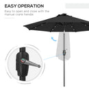 Outsunny Garden Parasol Outdoor Tilt Sun Umbrella LED Light Hand Crank Black