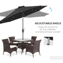 Outsunny Garden Parasol Outdoor Tilt Sun Umbrella LED Light Hand Crank Black