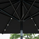 Outsunny Garden Parasol Outdoor Tilt Sun Umbrella LED Light Hand Crank Black