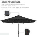 Outsunny Garden Parasol Outdoor Tilt Sun Umbrella LED Light Hand Crank Black