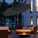 Outsunny Garden Parasol Outdoor Tilt Sun Umbrella LED Light Hand Crank Black