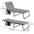 Outsunny Folding Sun Loungers Set of 2, Reclining Sun Bed, Light Grey