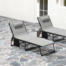 Outsunny Folding Sun Loungers Set of 2, Reclining Sun Bed, Light Grey