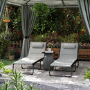 Outsunny Folding Sun Loungers Set of 2, Reclining Sun Bed, Light Grey