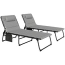 Outsunny Folding Sun Loungers Set of 2, Reclining Sun Bed, Light Grey
