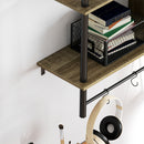 HOMCOM Wall Shelf Unit with 4 Hooks for Living Room