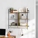 HOMCOM Wall Shelf Unit with 4 Hooks for Living Room